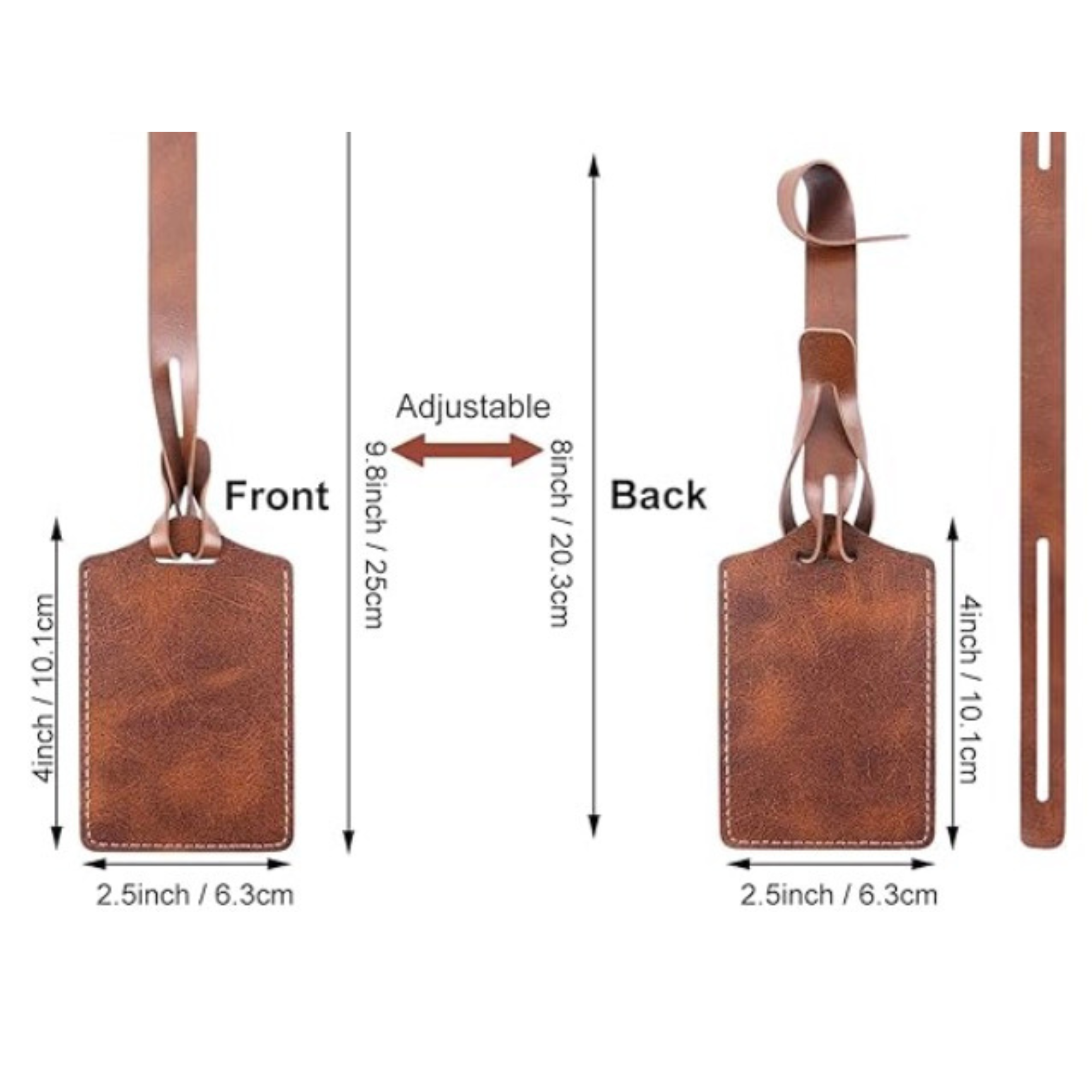 Personalized Leather Luggage Tag – Custom Laser Engraved Suitcase Bag Tag, Travel Gift