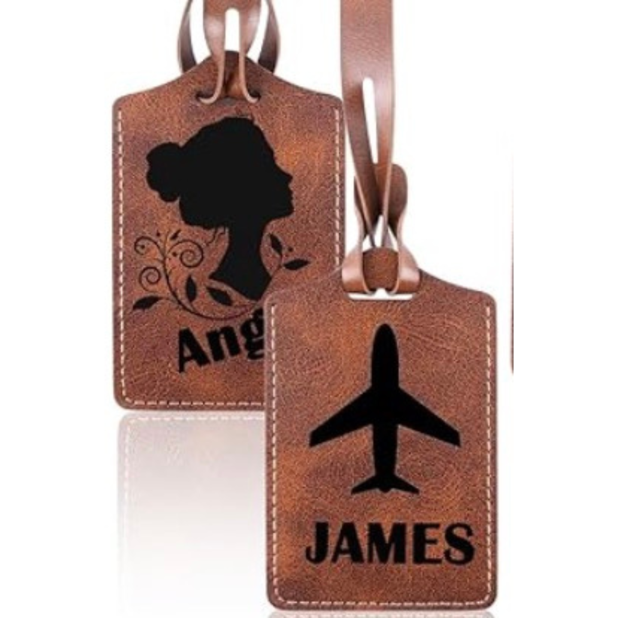 Personalized Leather Luggage Tag – Custom Laser Engraved Suitcase Bag Tag, Travel Gift