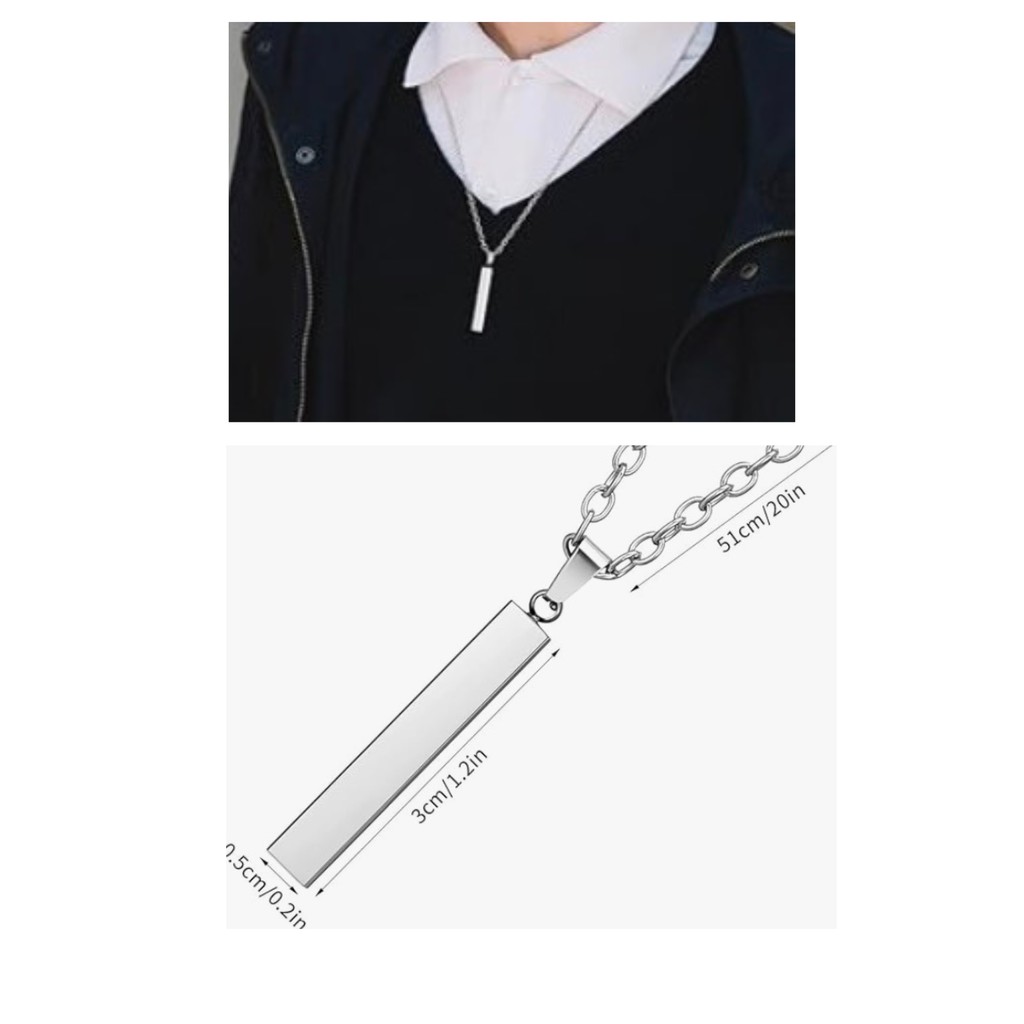 Personalized Stainless Steel Bar Necklace – Custom Engraved Rectangle Pendant (Bridal Party Gift for Her)