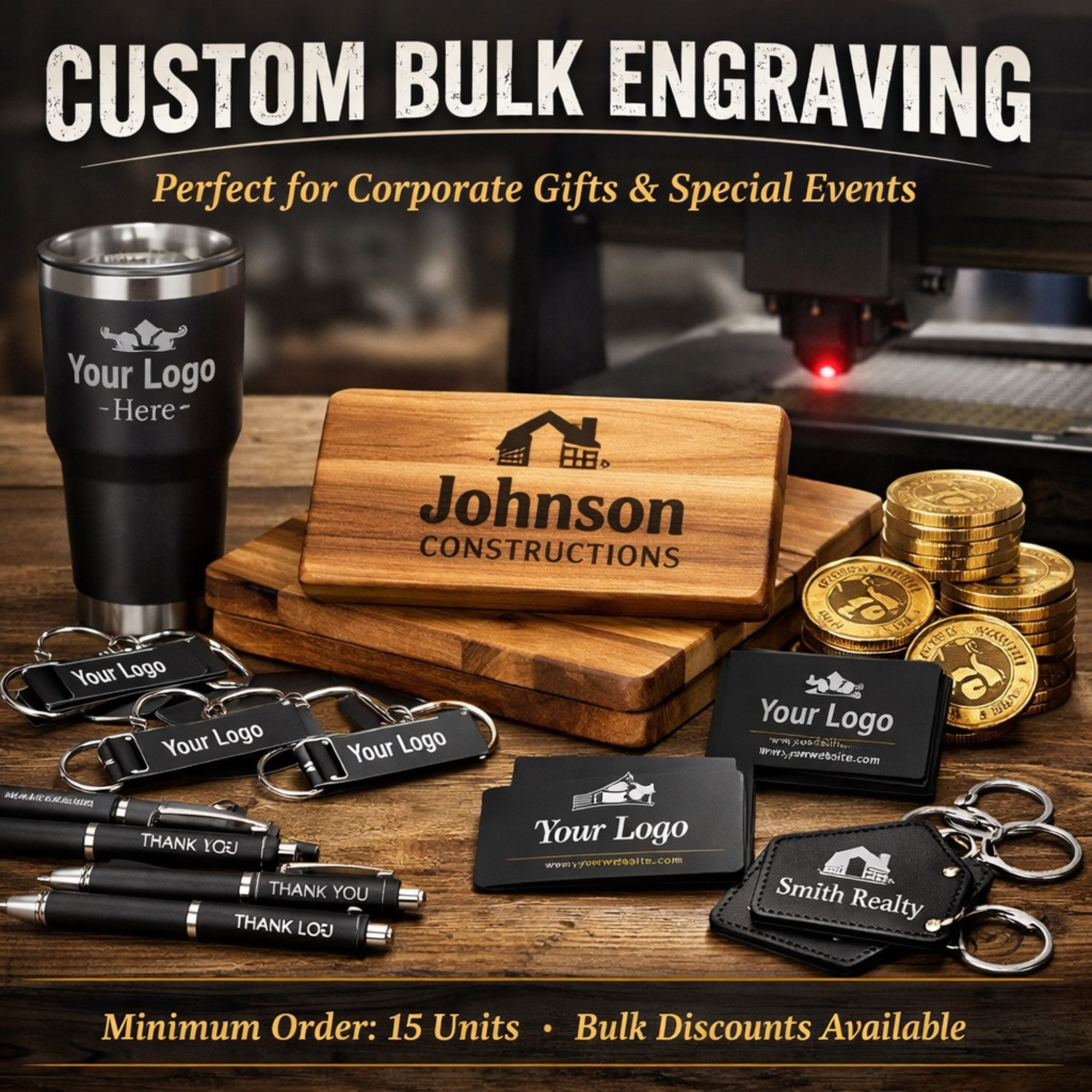 Custom Bulk Engraving Service – Customer Provided Items (Minimum 15 Units)