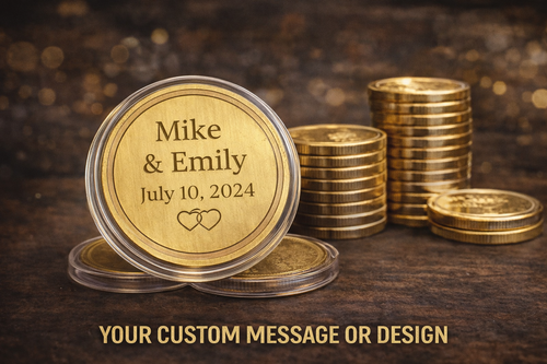 Custom Engraved Brass Challenge Coin – Personalized Military Style Coin, Laser Engraved Keepsake
