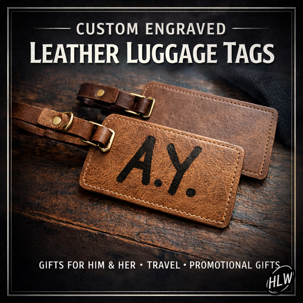 Personalized Leather Luggage Tag – Custom Laser Engraved Suitcase Bag Tag, Travel Gift