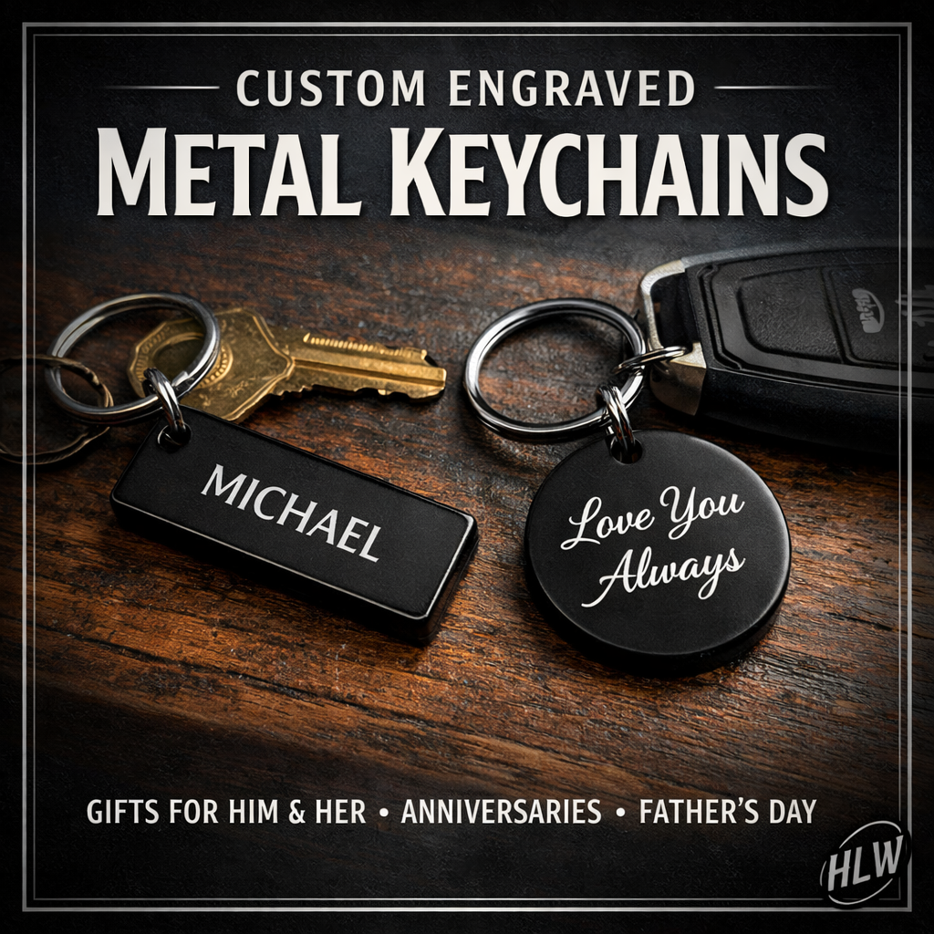 Personalized Metal Keychain – Custom Engraved Keychain, Name or Initials, Gift for Him or Her