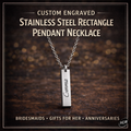 Personalized Stainless Steel Bar Necklace – Custom Engraved Rectangle Pendant (Bridal Party Gift for Her)