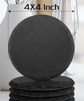Personalized Coaster Set – Engraved Wood or Slate Coasters (Set of 4, 4 Inch)